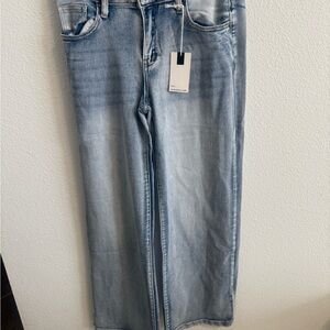 Wide Leg Light Blue Denim Pants